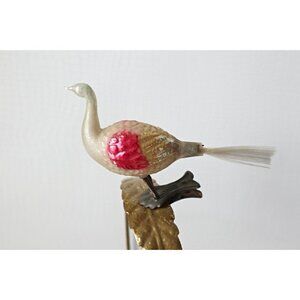 Antique Mercury Glass Bird Clip On Long Neck Bird Ornament  Christmas Ornament 1